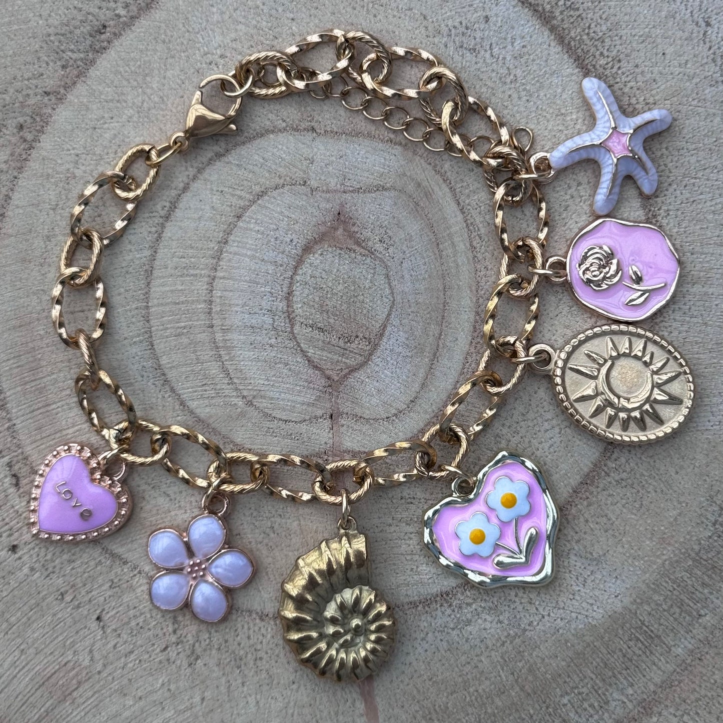 bedel armband pink flower