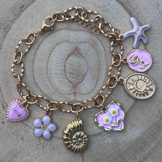 bedel armband pink flower