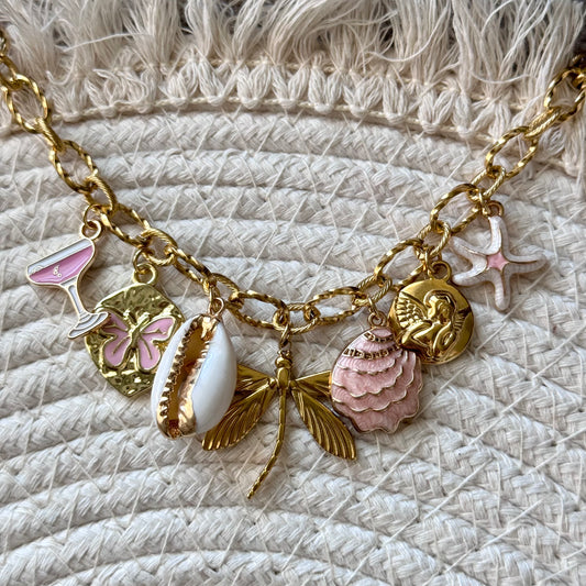 bedelketting shell pink